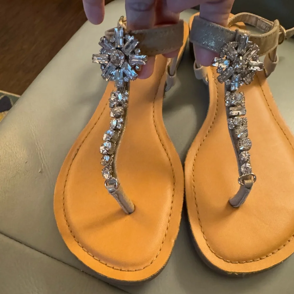 Carlos Santana Tamron Rhinestone Gold Wedge Sandals, Sz 7 - Picture 7 of 10